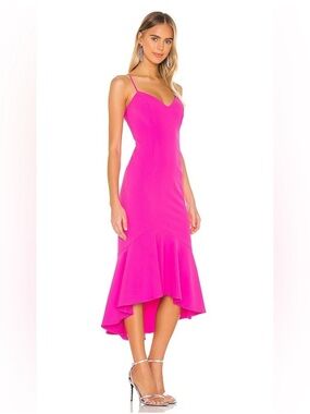 Bardot Hot Pink Spaghetti Strap High-Low Dress